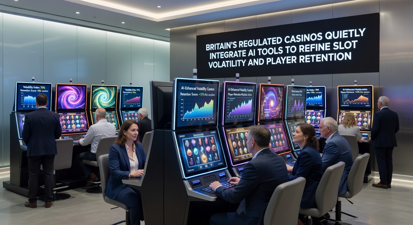 Slot game interface displaying AI-optimized volatility indicators during live play