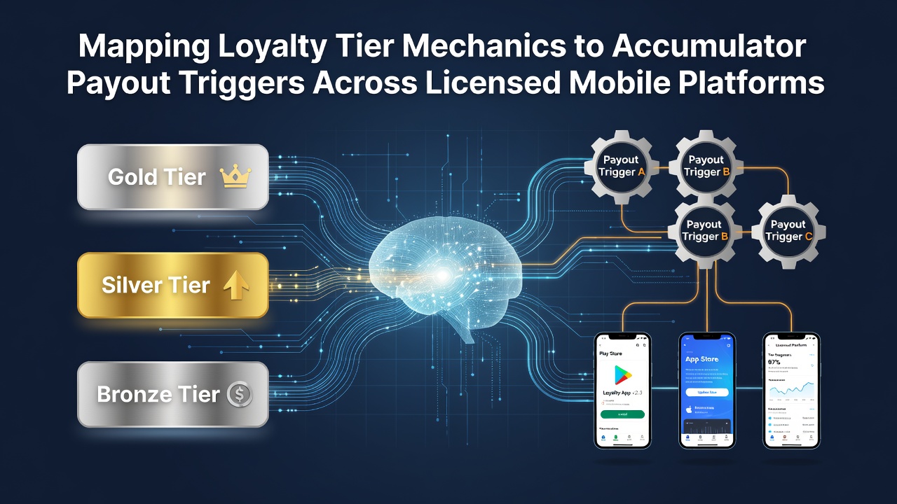 Diagram illustrating loyalty tier progression mapped against accumulator payout thresholds on a mobile betting interface