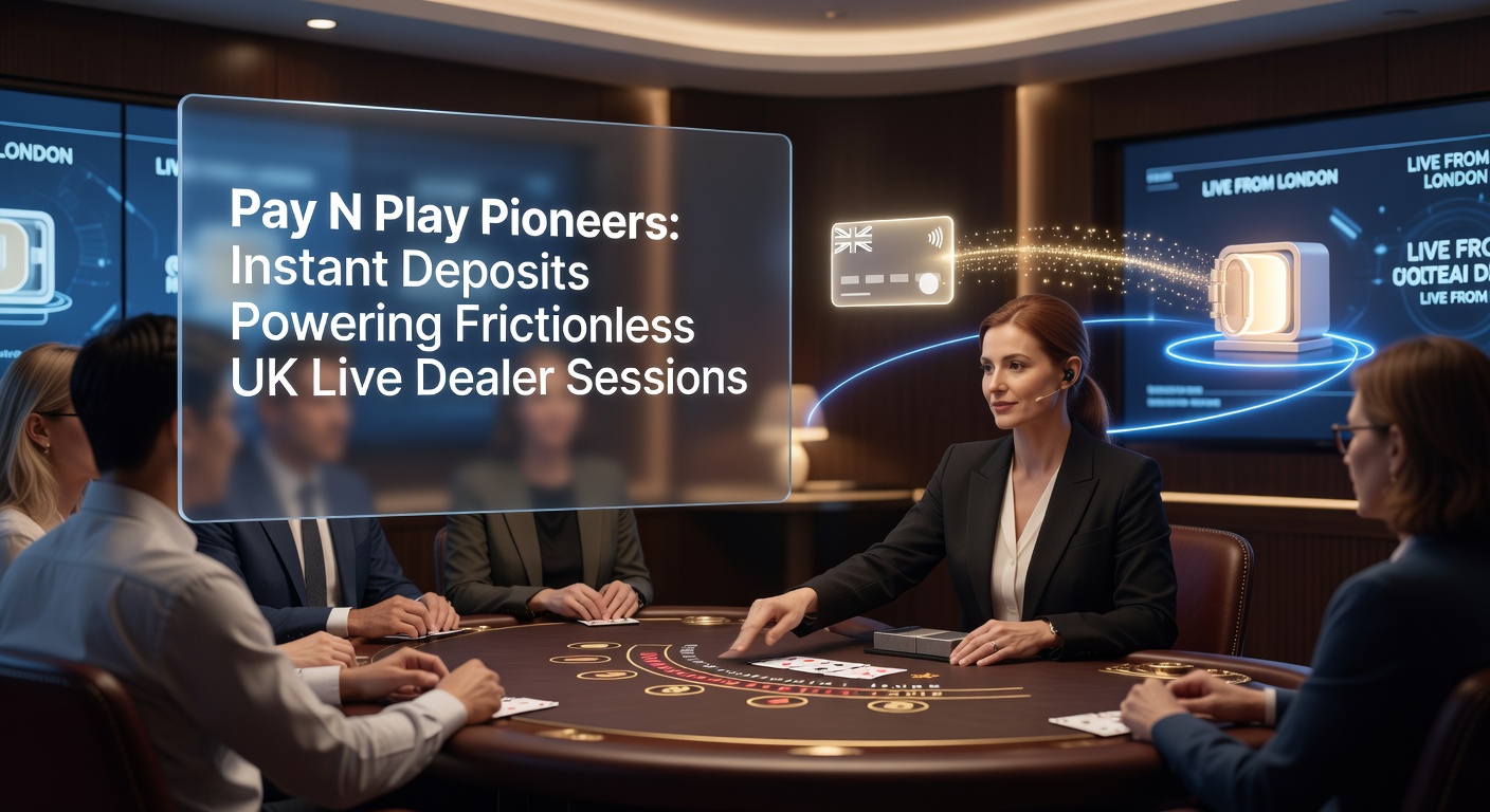 A sleek digital interface showing instant deposit confirmation during a live blackjack session with a dealer visible on screen, highlighting seamless Pay N Play integration in UK casinos