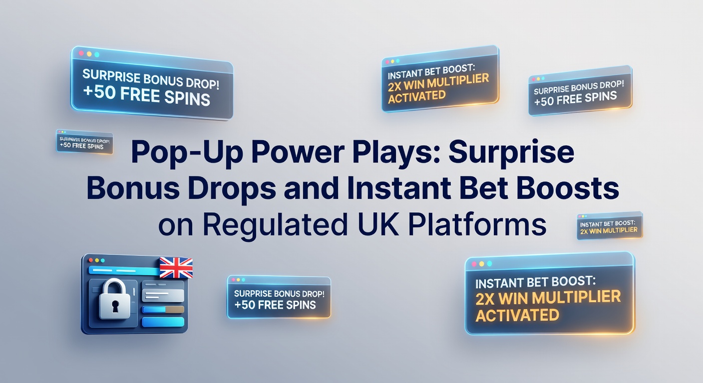 A vibrant pop-up notification on a betting app screen showing a surprise bonus drop during a live sports event, with glowing effects and bonus icons highlighting instant rewards