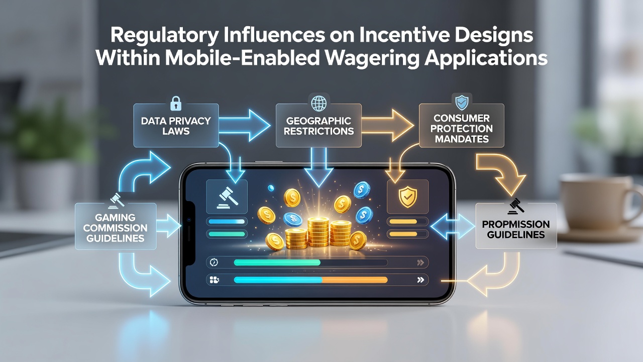Mobile wagering app interface showing bonus structures under regulatory guidelines